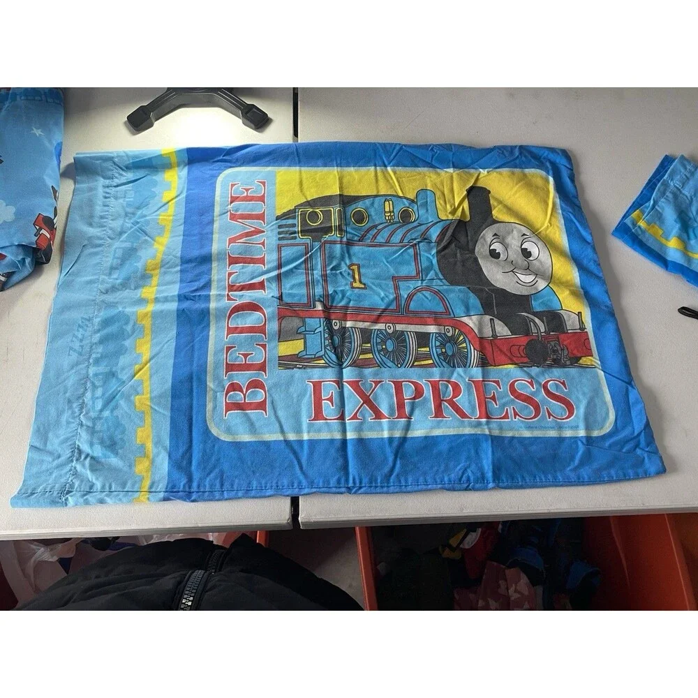 Vintage Thomas & Friends Bedtime Express 3-Pc Twin Flat Sheet + 2 Pillowcases